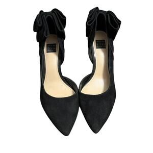 White House Black Market Black Suede Bow High Heels Size 7.5